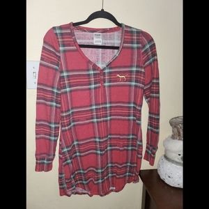 Victoria Secret Pink Plaid Holiday Nightgown Size S